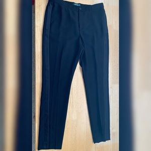 Ralph Lauren Straight Leg Black Pants with Satin Stripe | Size 6